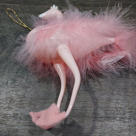 De Carlini Pink Glass Legs Flamingo Feathered Christmas Ornament Made In Italy - Picture 5 of 8